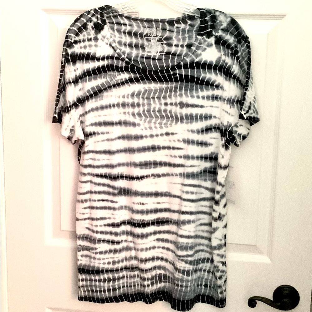 Boho Black and White Tie-Dye Women's Top
